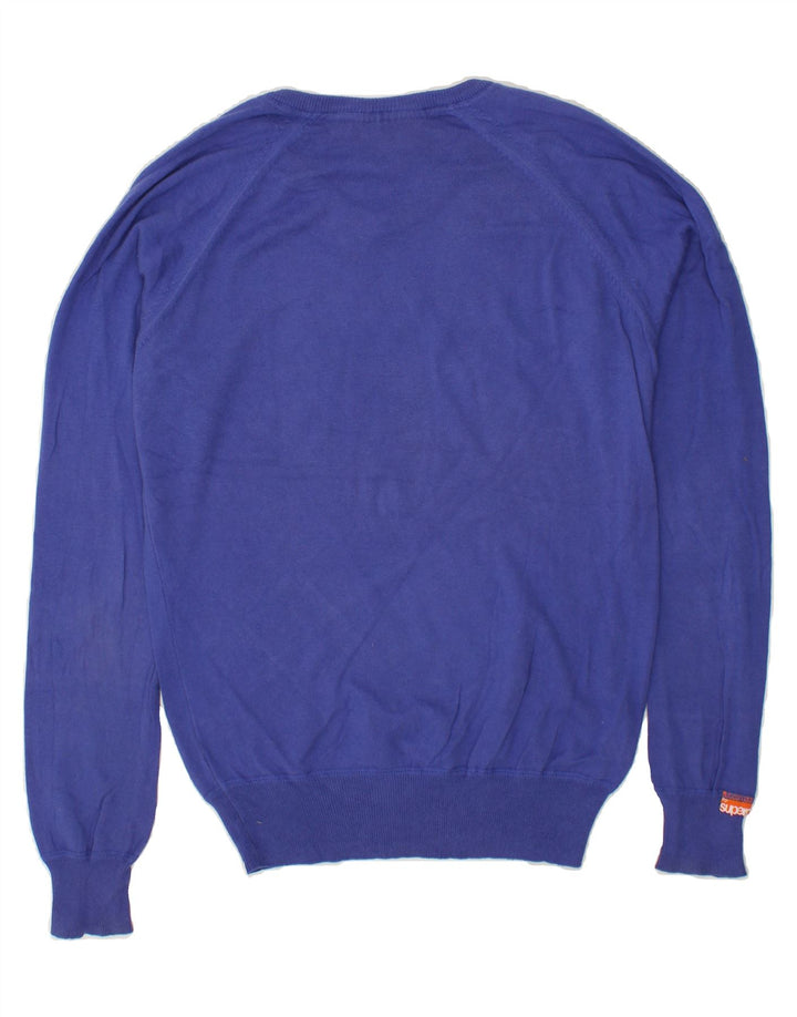 SUPERDRY Mens V-Neck Jumper Sweater Medium Blue Cotton Vintage Superdry and Second-Hand Superdry from Messina Hembry 