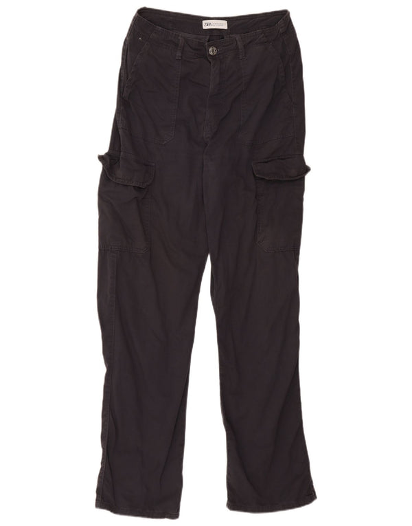 Spodnie damskie Zara Straight Cargo EU 38 Small W28 L30 Granatowa bawełna