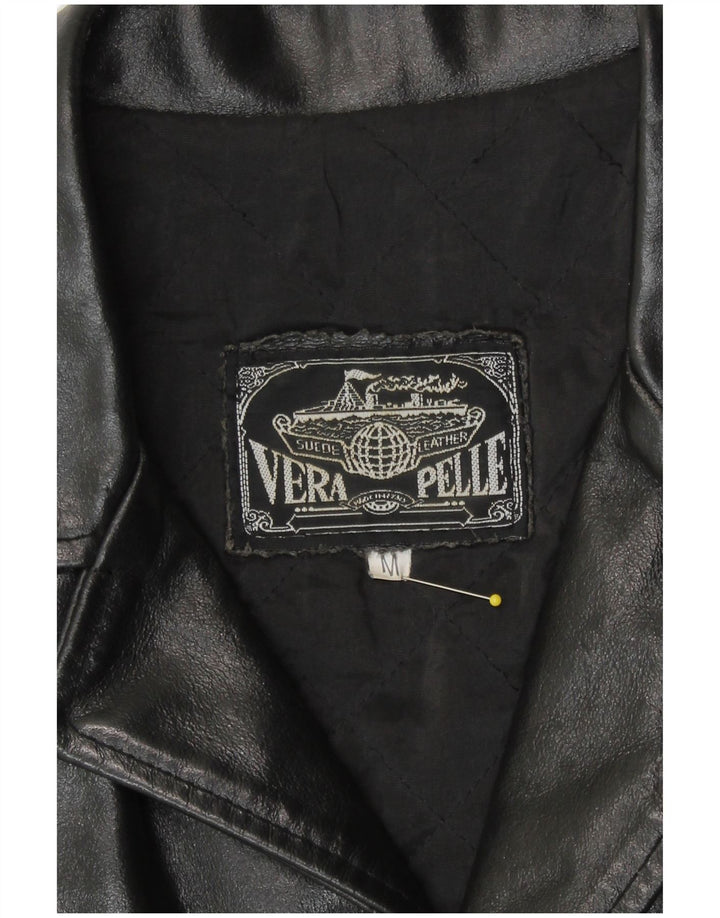 Vintage męska kurtka skórzana UK 38 średniej czarnej skóry