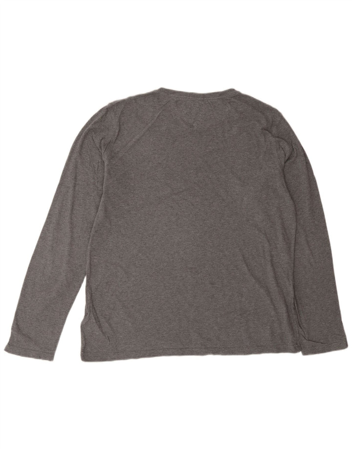 Męski top graficzny TOMMY HILFIGER z długim rękawem, duży, szary, bawełniany