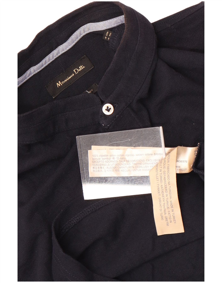Męska koszulka polo MASSIMO DUTTI, średnia, granatowa, bawełniana