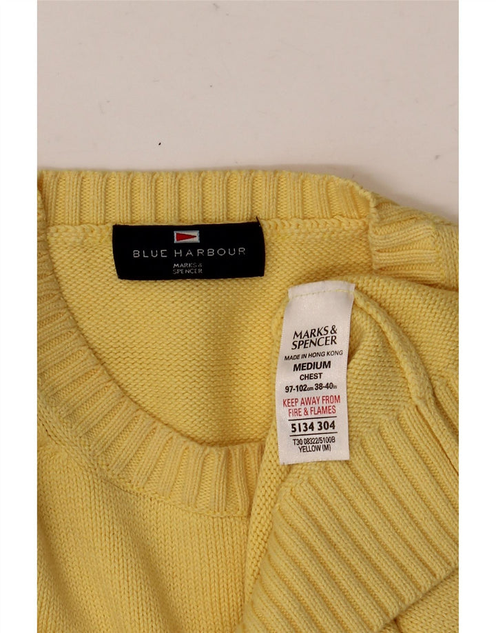 Męski sweter Marks & Spencer Blue Harbor z okrągłym dekoltem, średniożółty