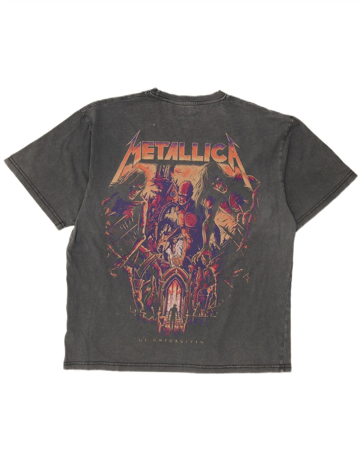 Męski T-shirt Pull & Bear z grafiką Metallica, średnioszary, bawełniany