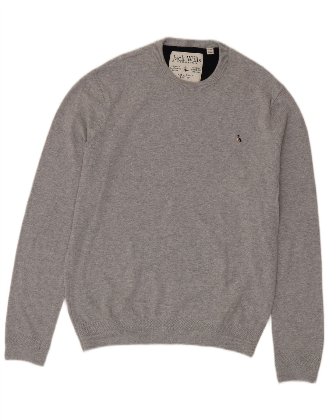 Męski sweter z okrągłym dekoltem Jack Wills, średnioszary, bawełniany