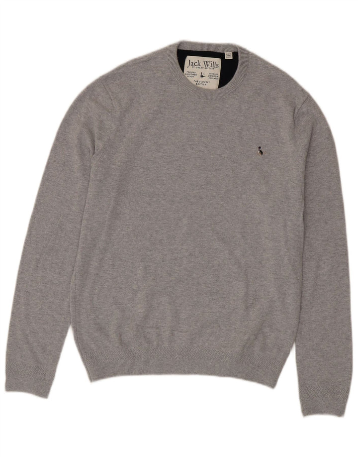Męski sweter z okrągłym dekoltem Jack Wills, średnioszary, bawełniany