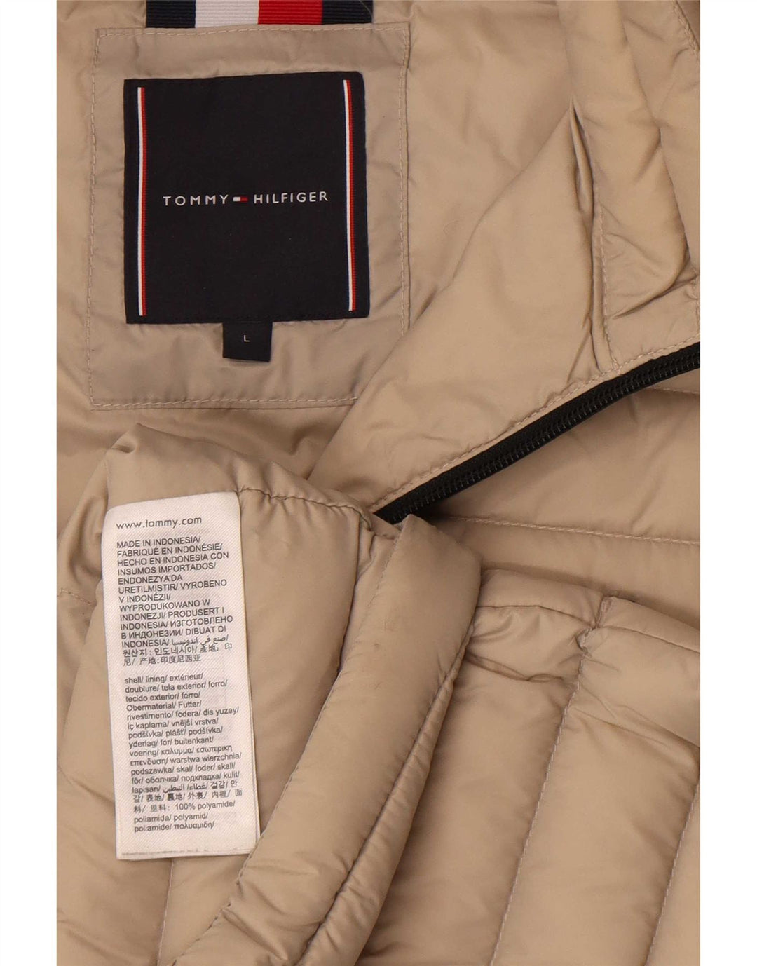 Męska ocieplana kurtka Tommy Hilfiger UK 40 Large Beżowy poliamid
