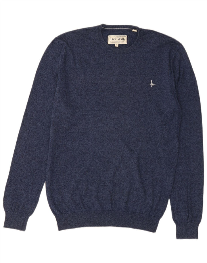 JACK WILLS Męski sweter z okrągłym dekoltem, mały, granatowy, bawełniany