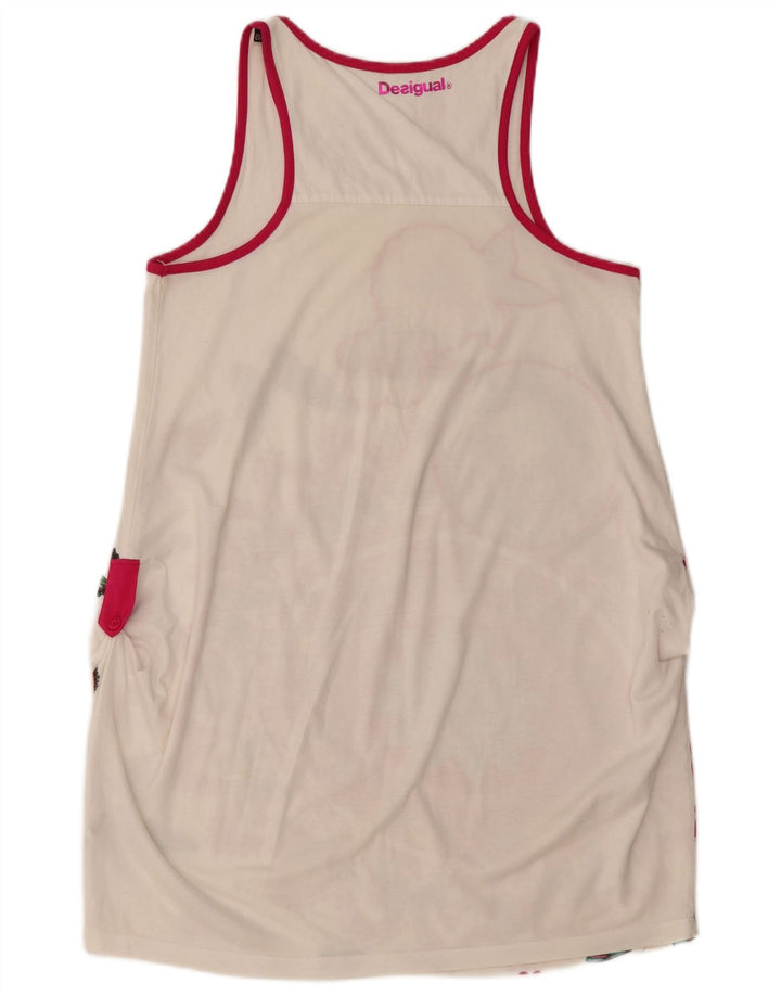 DESIGUAL Dziewczęca graficzna sukienka-tunika bez rękawów 11-12 lat w białe kwiaty