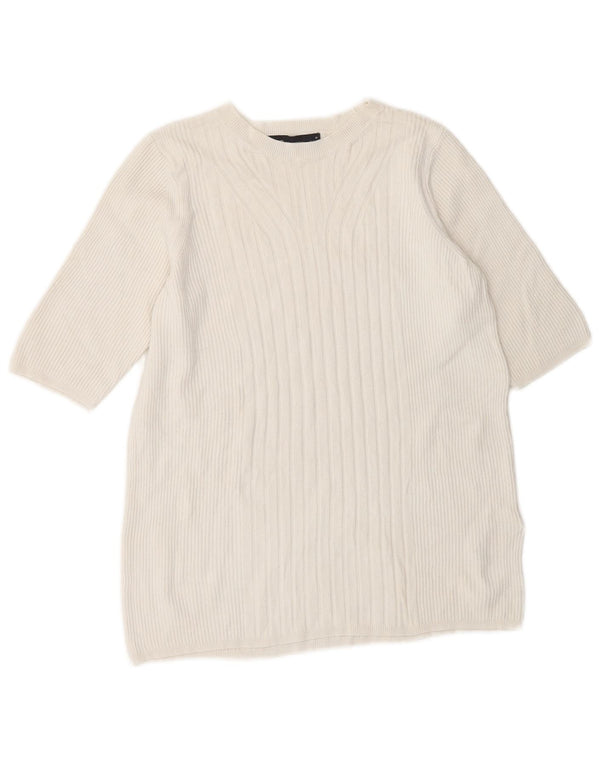 Marks & Spencer Damski sweter z dekoltem w łódkę, UK 14, średni biały