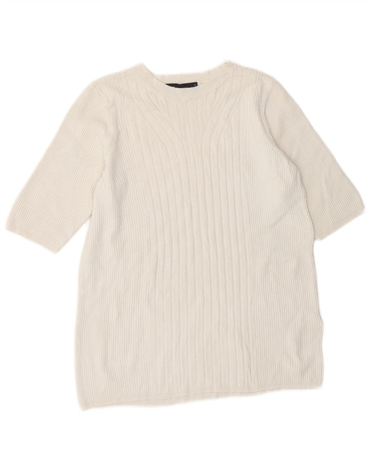 Marks & Spencer Damski sweter z dekoltem w łódkę, UK 14, średni biały