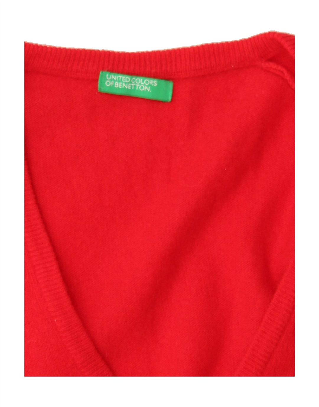 BENETTON Womens V-Neck Jumper Sweater UK 10 Small Red Vintage Benetton and Second-Hand Benetton from Messina Hembry 