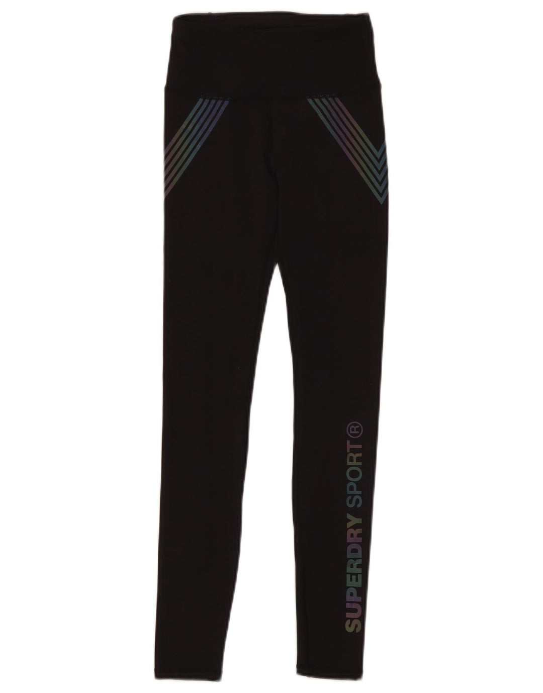 Damskie legginsy SUPERDRY z grafiką UK 6, małe, czarne, poliestrowe