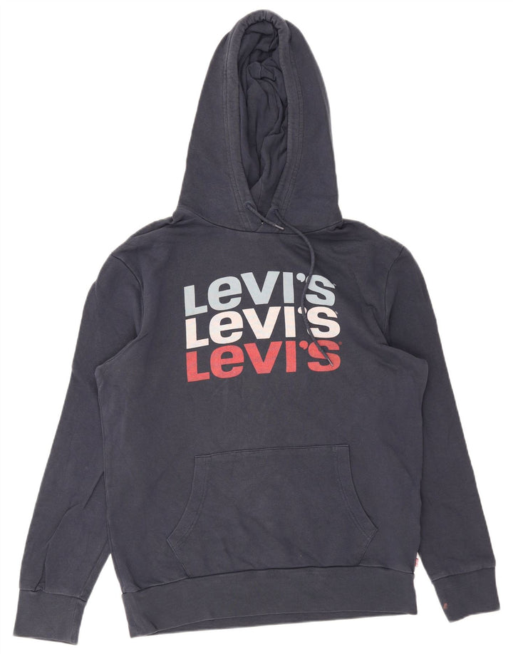 Męski sweter z kapturem Levi's z grafiką, średni granatowy, bawełniany