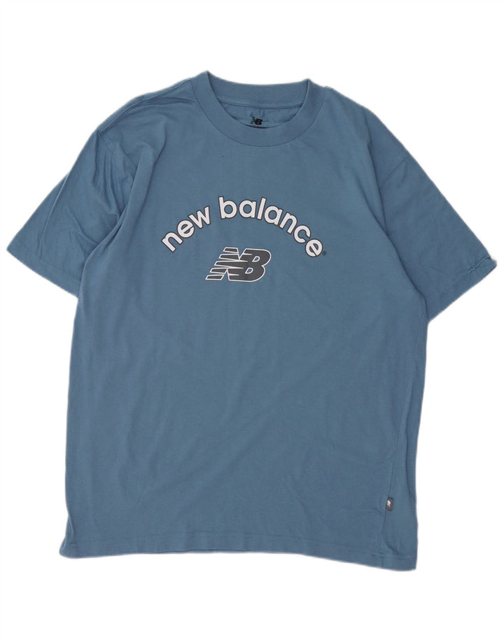 Męska koszulka z grafiką NEW BALANCE Top, średnia niebieska bawełna