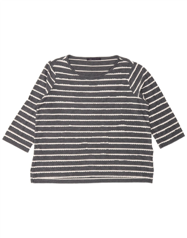 Marks & Spencer Damski top z rękawem 3/4, UK 14, duży, wiskoza w szare paski