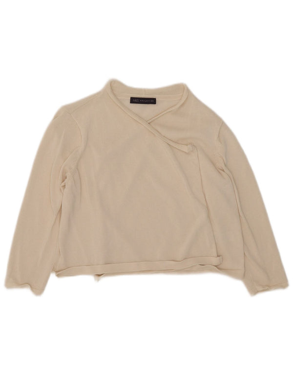 Marks & Spencer Damski sweter rozpinany z rękawem 3/4, UK 12, średni złamanej bieli