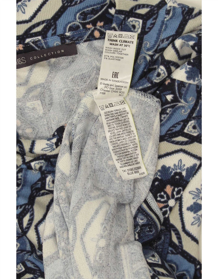 Marks & Spencer Damska tunika z rękawem 3/4, UK 12, średni niebieski geometryczny