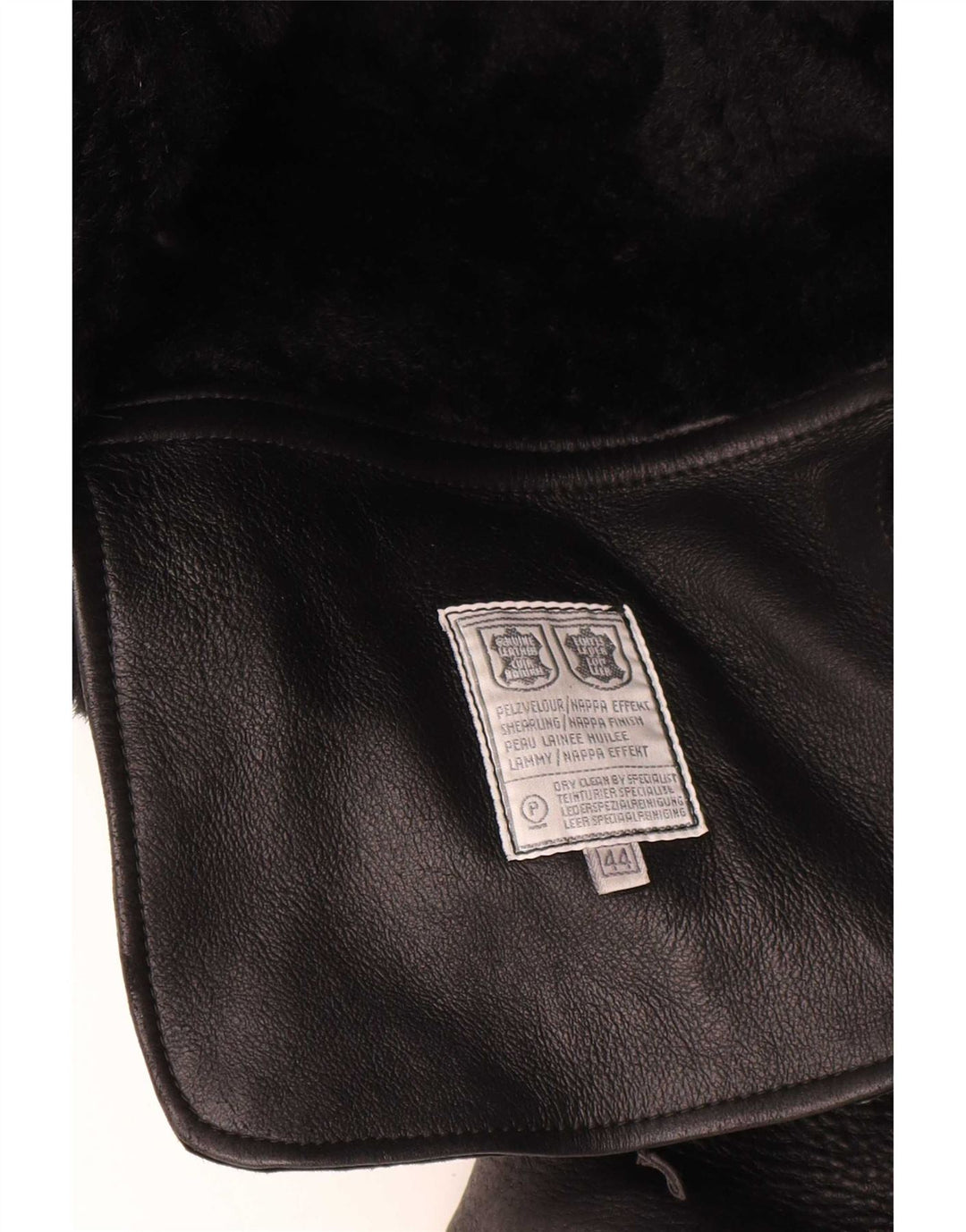 Vintage damska kurtka oversize z owczej skóry IT 44, średnia czarna skóra