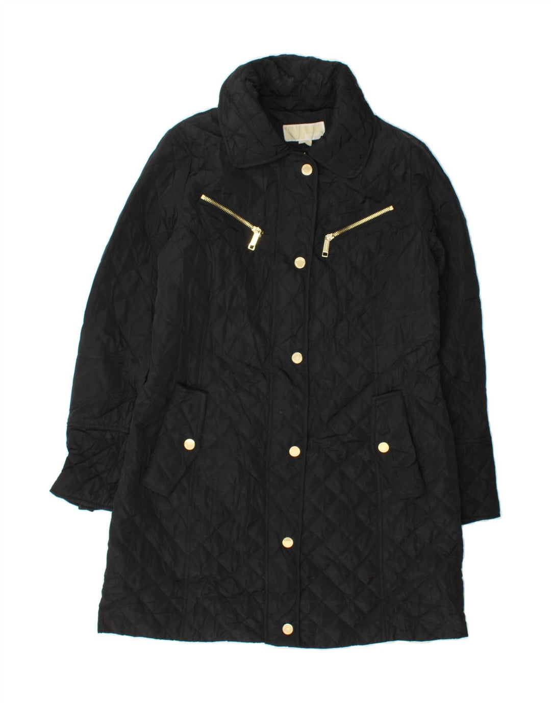 MICHAEL KORS Womens Quilted Overcoat UK 14 Medium Black Polyester Vintage Michael Kors and Second-Hand Michael Kors from Messina Hembry 