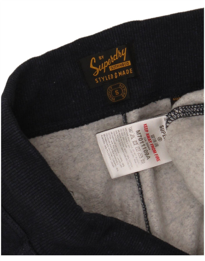 SUPERDRY Męskie spodnie dresowe z grafiką, małe, granatowe, bawełniane