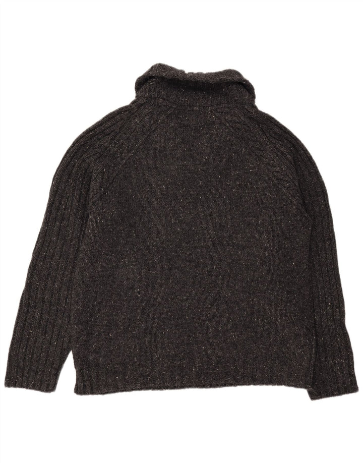 Męski sweter z szalowym dekoltem Fat Face XL Szary, wełniany nakrapiany