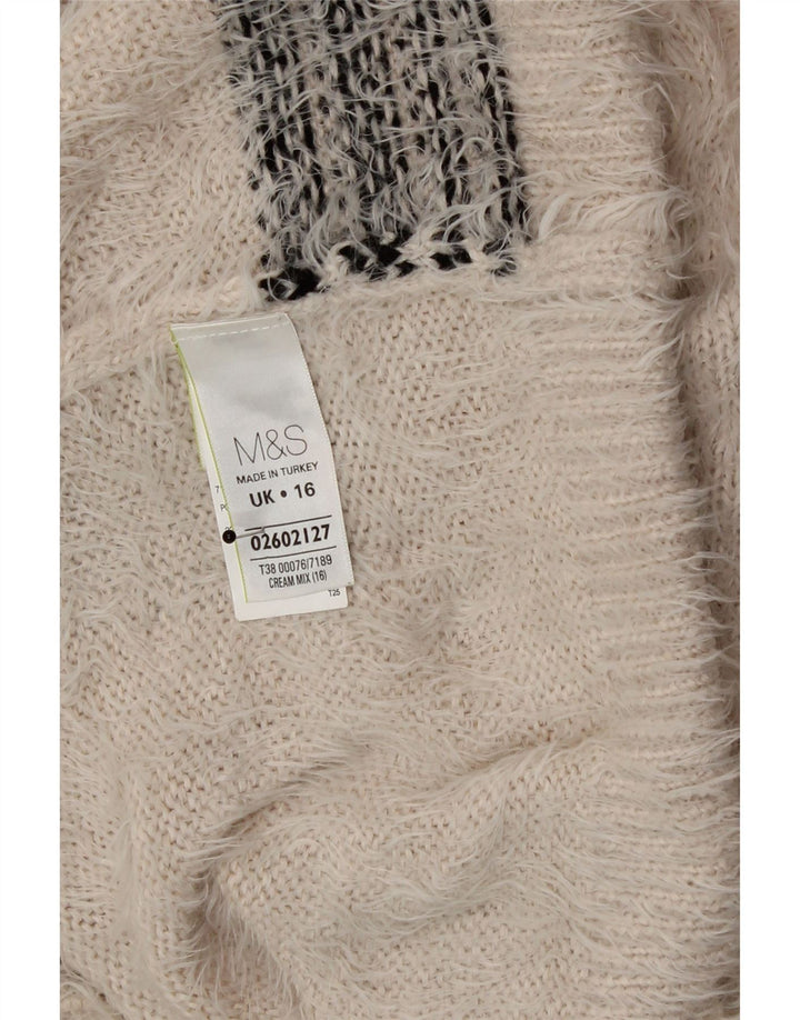 Marks & Spencer Damski sweter z golfem UK 16 w dużą beżową kratkę