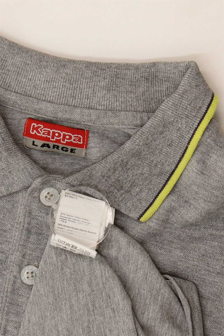 KAPPA Mens Long Sleeve Polo Shirt Large Grey Cotton