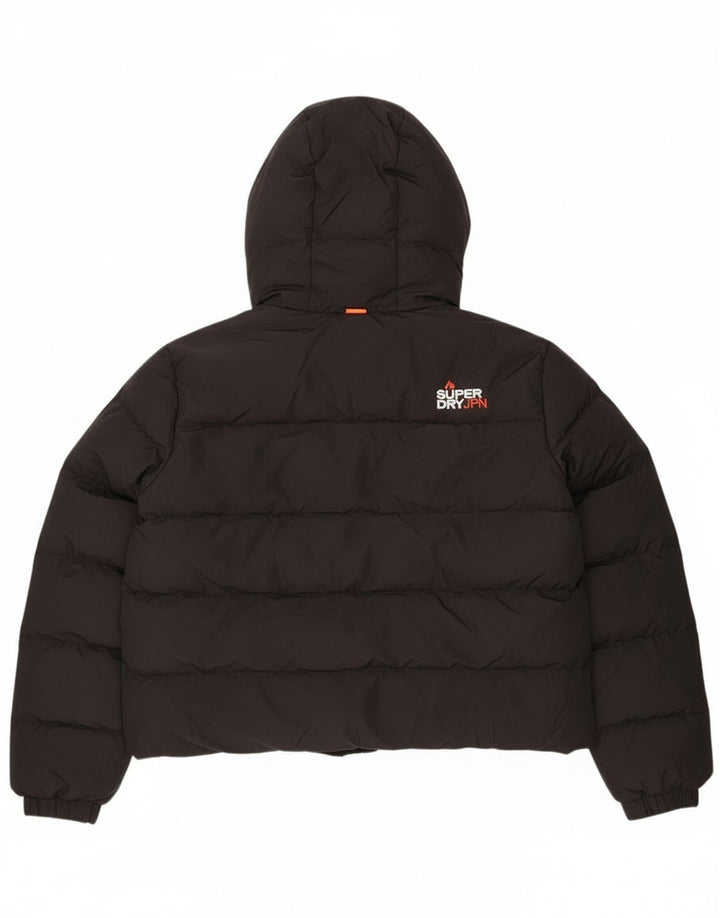 Damska wyściełana kurtka Superdry z kapturem, duża, czarna, UK 16