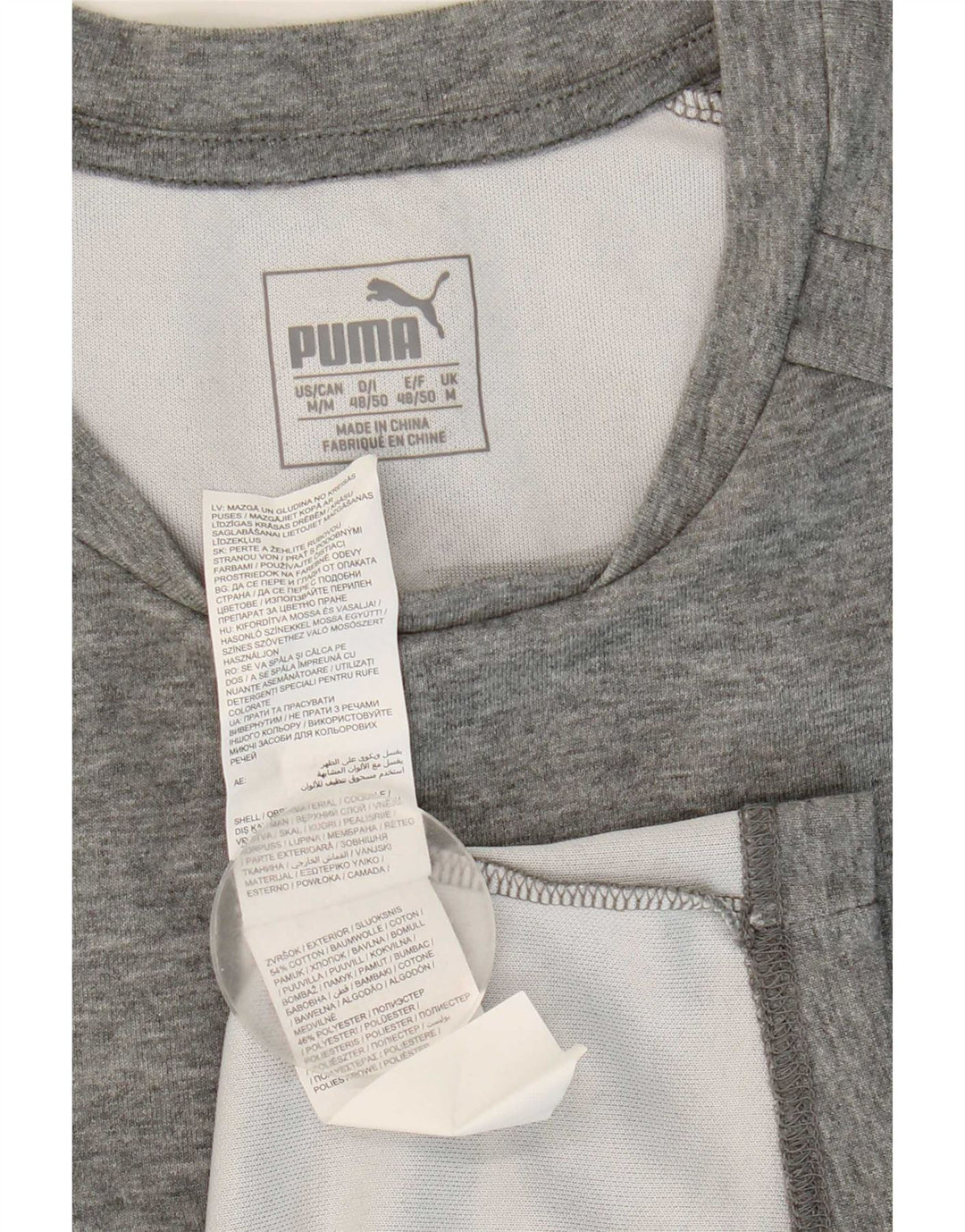 Męska koszulka Puma Top, średnia, szara, bawełniana nakrapiana