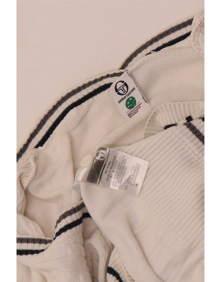Damski sweter graficzny Sergio Tacchini UK 12, średnia biała bawełna