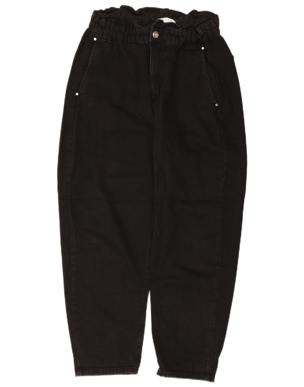 Damskie jeansy Zara z wysokim stanem, przycięte, EU 38, małe, W28 L25, czarne, bawełniane