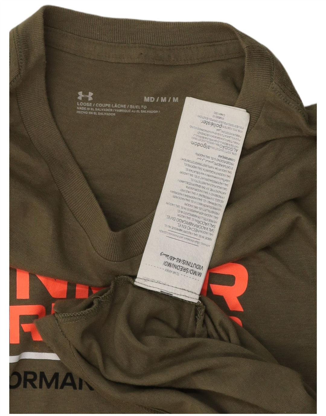 UNDER ARMOUR Mens Graphic T-Shirt Top Medium Khaki Cotton