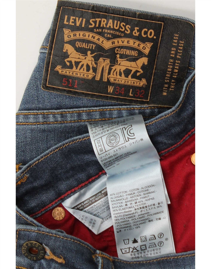 Męskie jeansy Levi's 511 Slim W34 L32 Niebieska bawełna