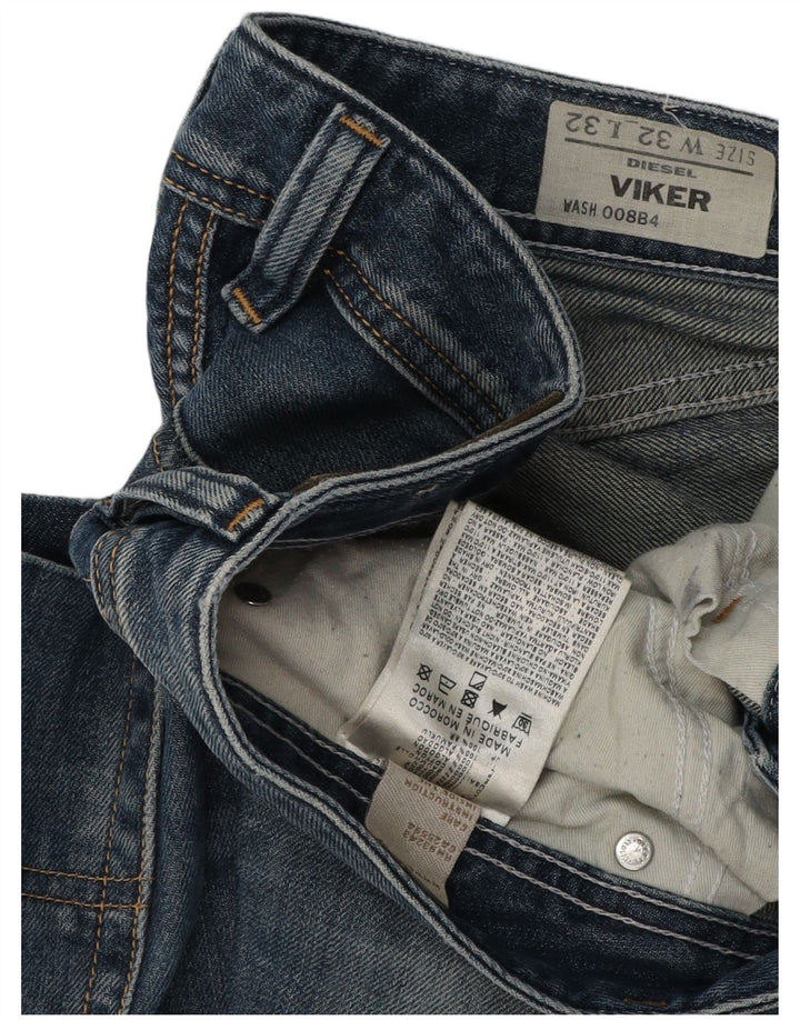 Męskie jeansy Diesel Viker w trudnej sytuacji, proste W32 L32, niebieska bawełna