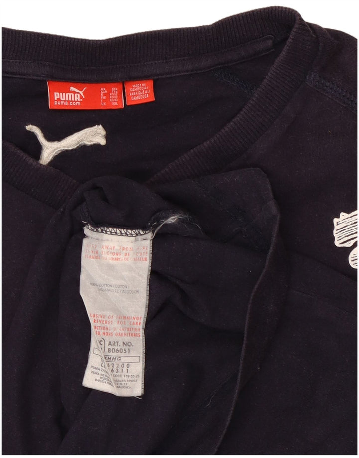 Męski top graficzny Puma z długim rękawem 2XL, granatowy, bawełniany