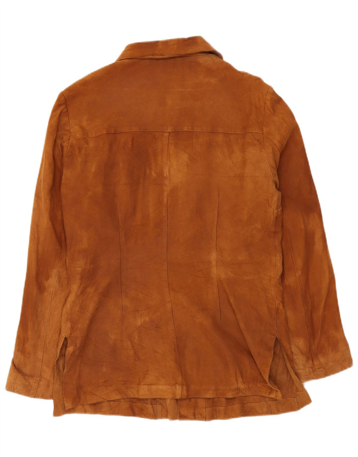 Damska kurtka zamszowa w stylu vintage UK 12 Średni brązowy skórzany klasyk