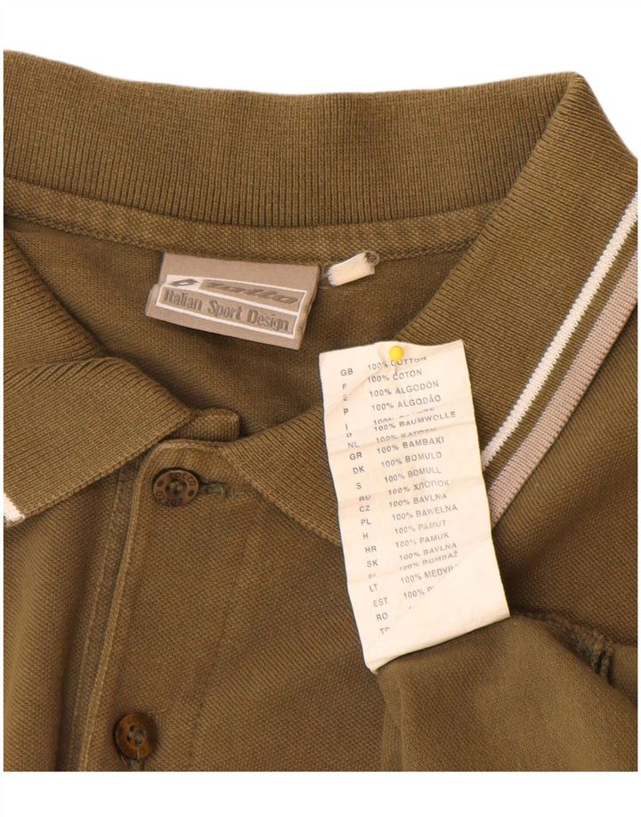Męska koszulka polo Lotto, mała, bawełniana khaki
