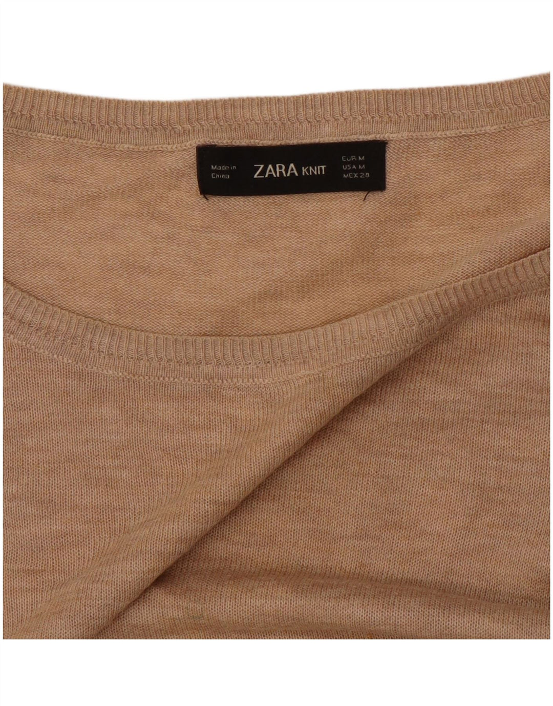 Damski sweter oversize z dekoltem w łódkę Zara UK 14 średni beż