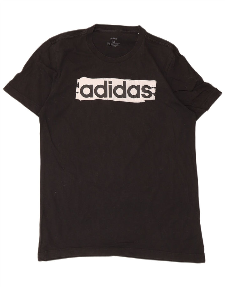 Męska koszulka z grafiką Adidas, średnia, czarna bawełna