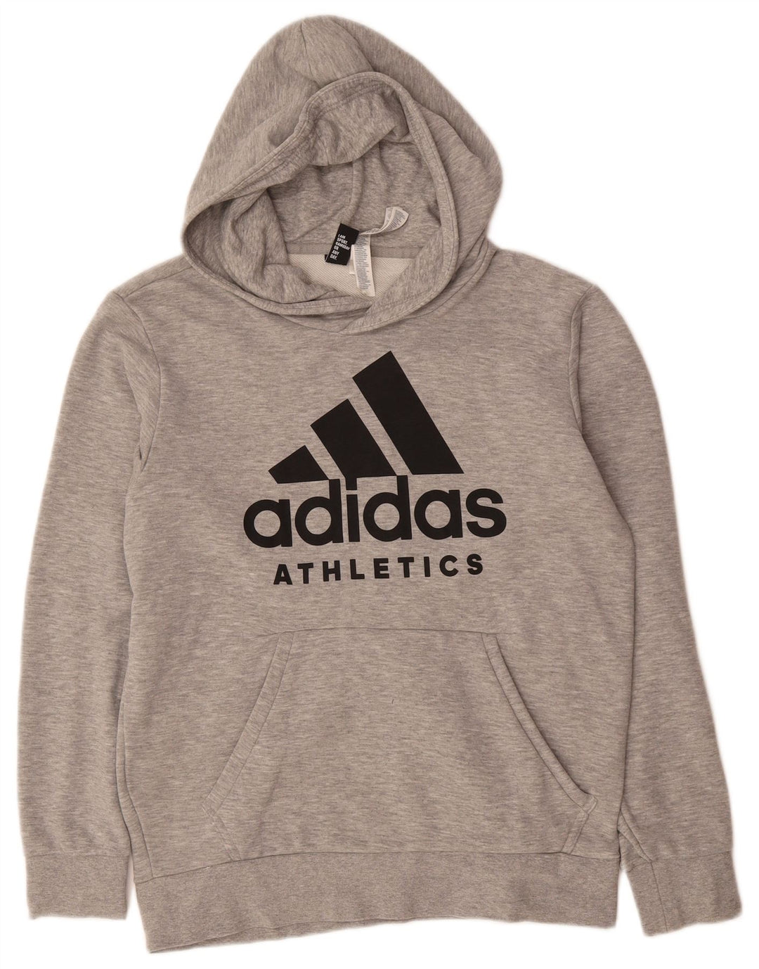 ADIDAS Mens Graphic Hoodie Jumper Medium Grey Cotton