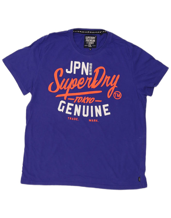 Męski T-shirt Superdry z grafiką, 2XL, niebieska, bawełniana
