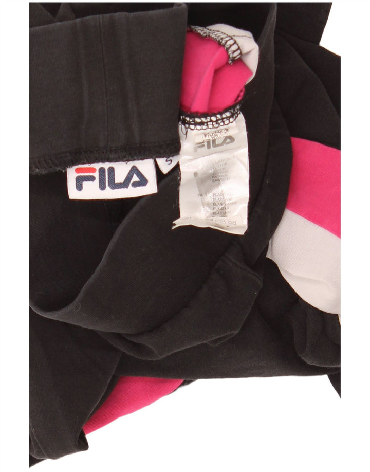 Legginsy damskie FILA UK 8, małe, czarne, bawełniane z blokami kolorów