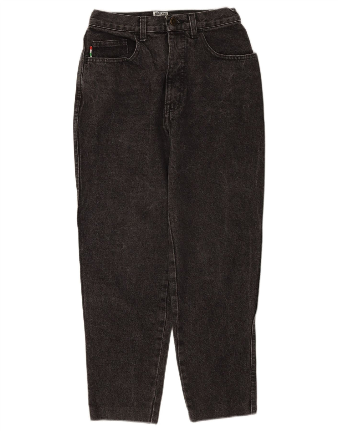 Damskie jeansy przycięte Moschino W28 L25 Czarne bawełniane
