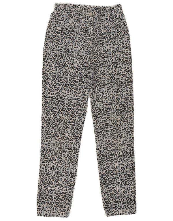 Vintage Womens High Waist Casual Trousers UK 12 Medium W24 L29 Blue Cotton