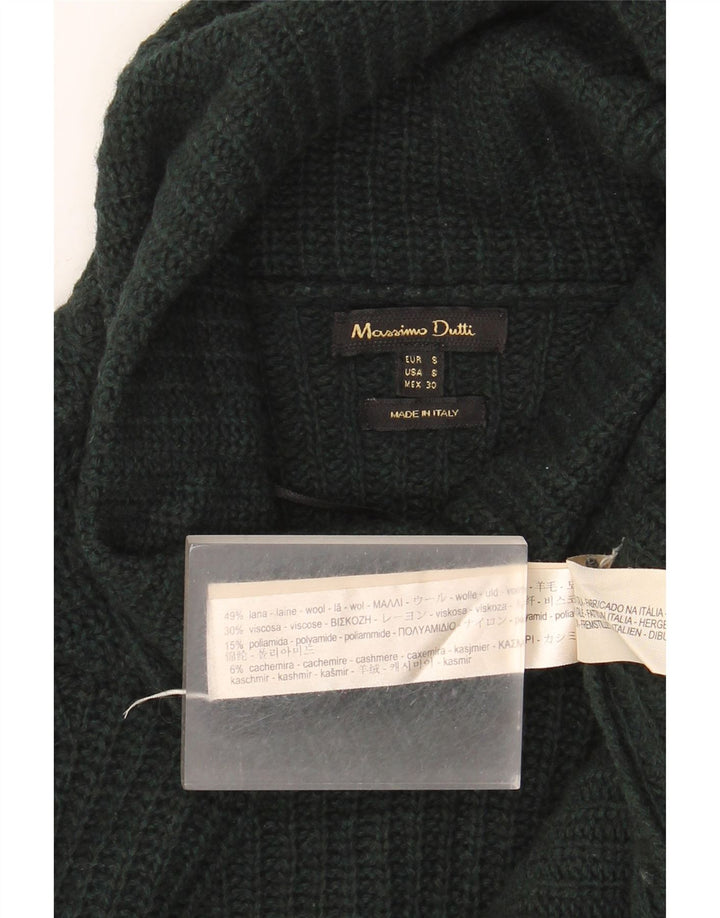 Sweter damski Massimo Dutti z wywijanym dekoltem UK 10 Small Green Wełna