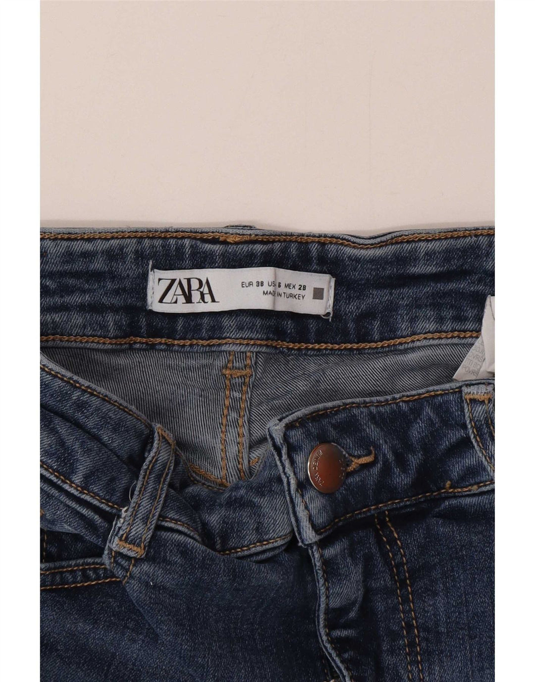 Damskie jeansy rozkloszowane Zara EU 38 Small W28 L32 Niebieskie bawełniane