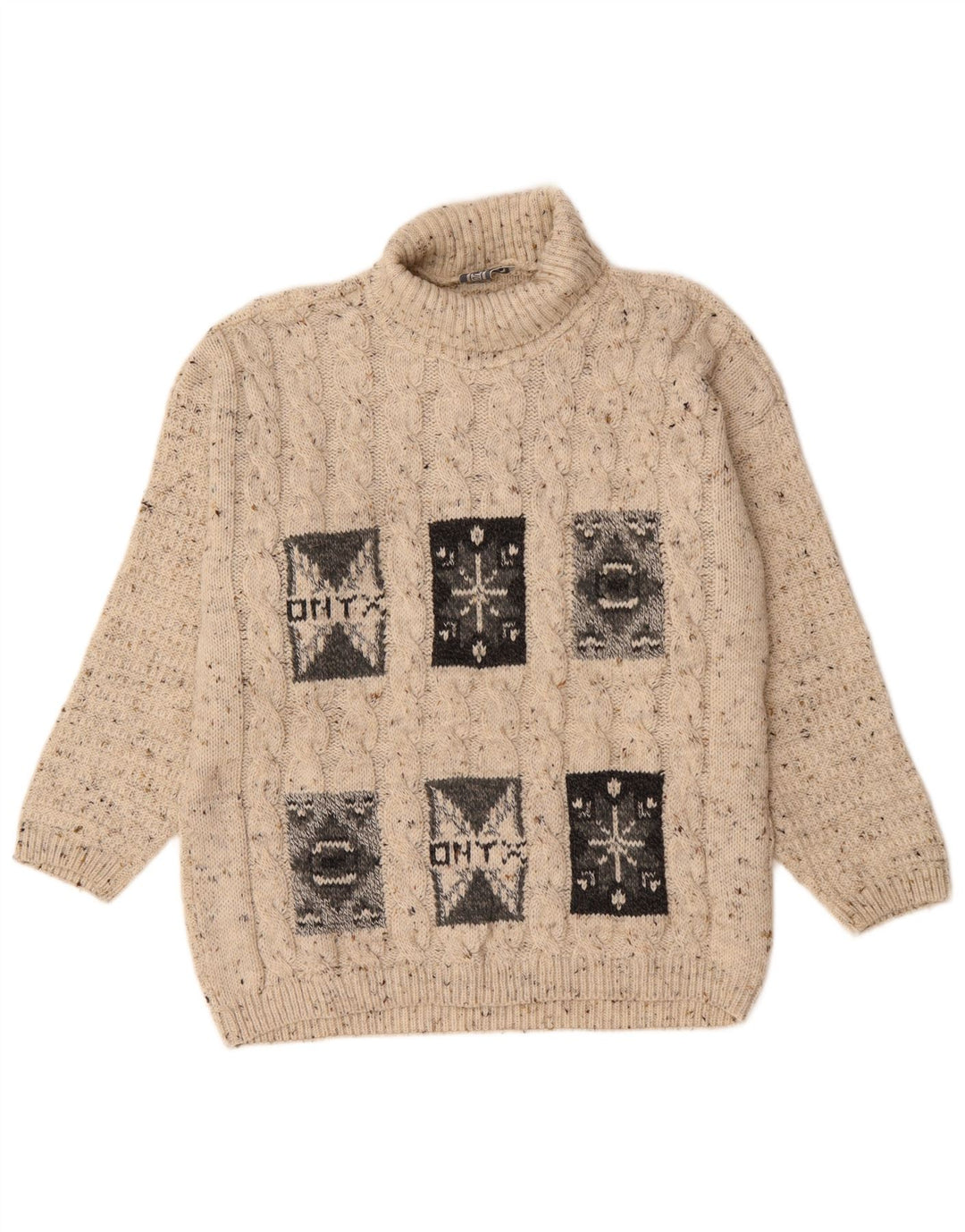 Sweter damski Onyx z golfem UK 18 XL, beżowa, wełniana