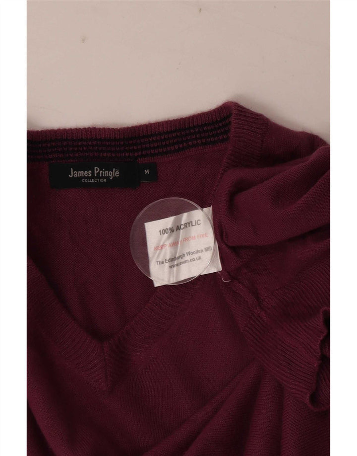 Męski sweter James Pringle z dekoltem w szpic, średni bordowy akryl