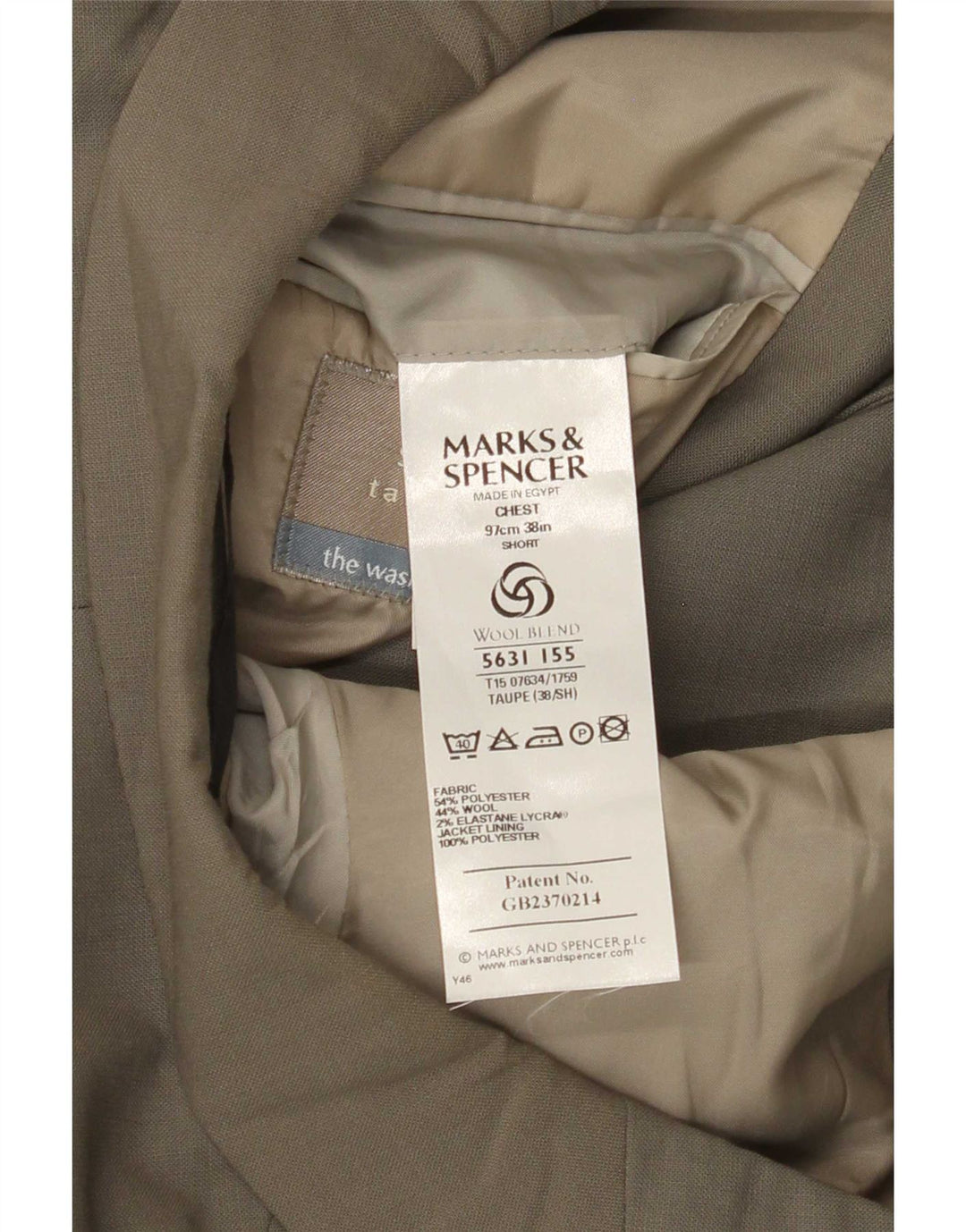 Marks & Spencer Męska krótka marynarka zapinana na 3 guziki UK 38 Medium Khaki