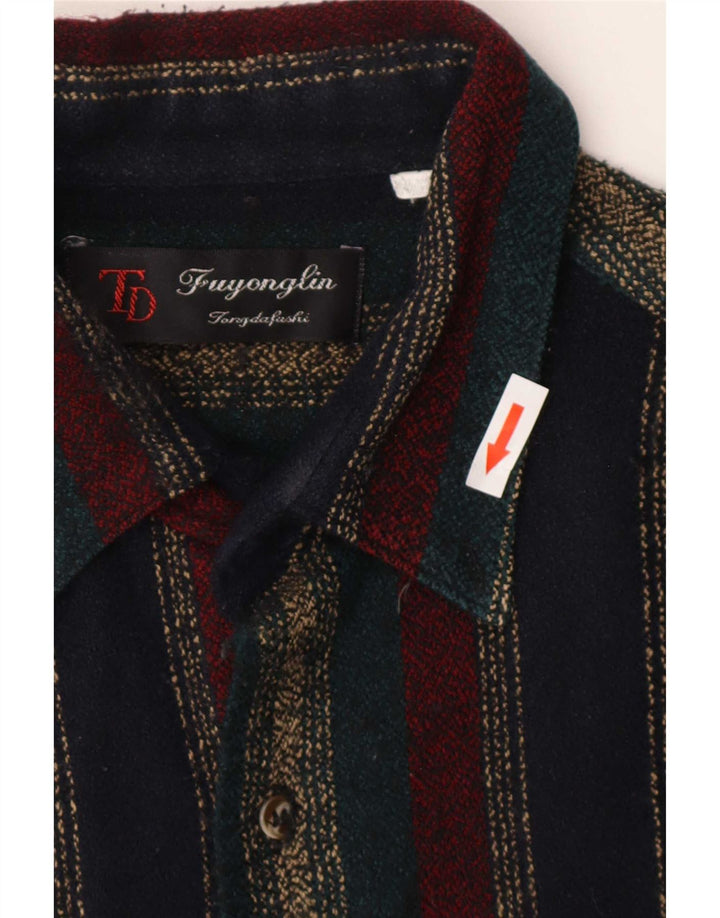 Vintage męska koszula flanelowa w średnie wielokolorowe paski